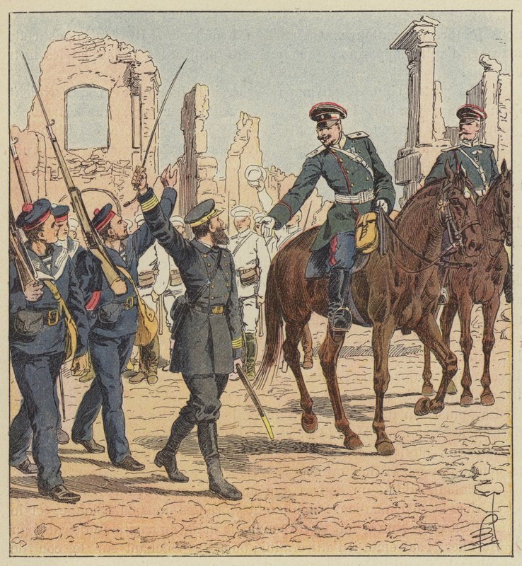 Kapteeni de Marolles ja kenraali Stessel tekijältä after Louis Charles Bombled
