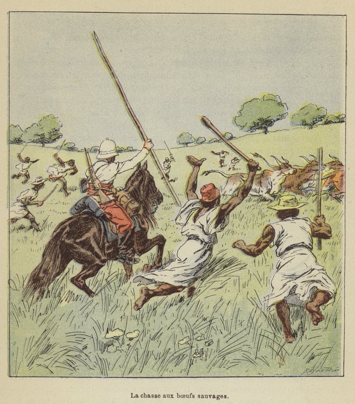 Villihärkien metsästys tekijältä after Louis Charles Bombled