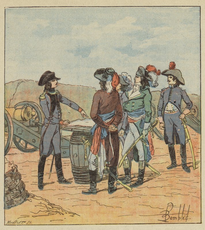 Tykistön komentaja Bonaparte kehittää edustajasuunnitelmaansa tekijältä after Louis Charles Bombled