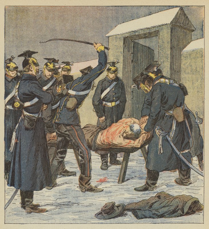 Villiersin pormestari ruoskii vereen preussilaisen upseerin käskystä tekijältä after Louis Charles Bombled