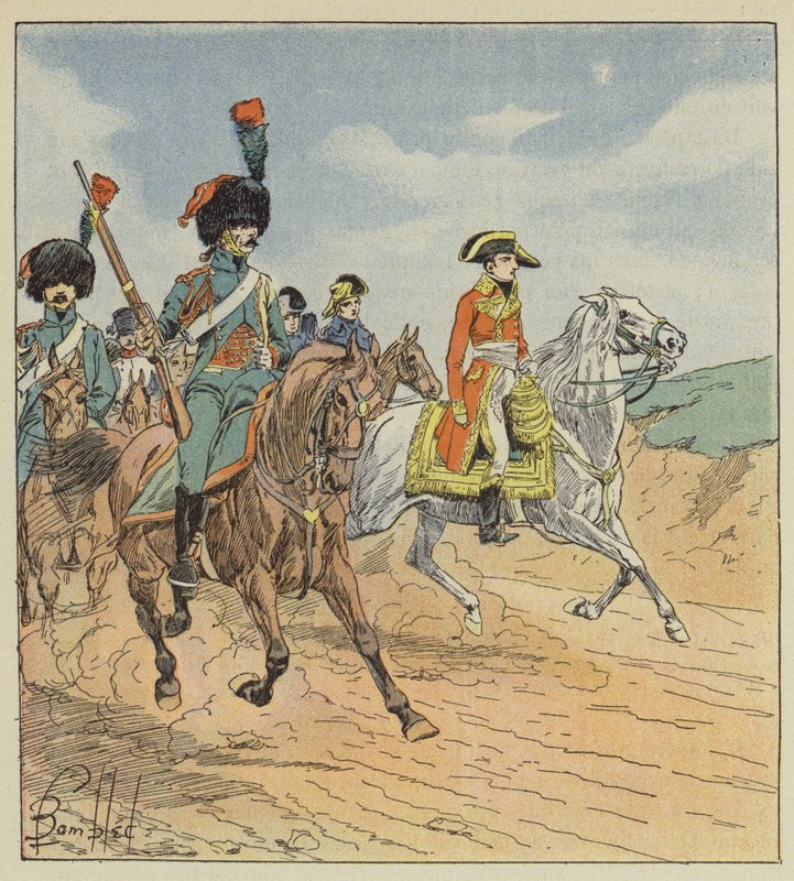 Ensimmäinen konsuli ja konsulikaartin takaajat, vartijat tekijältä after Louis Charles Bombled