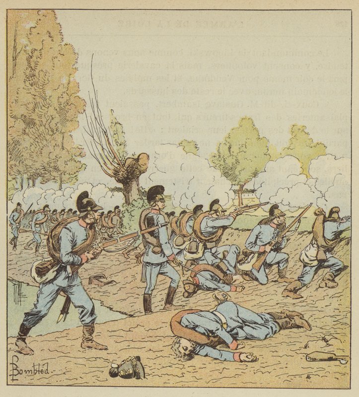 Saksalaiset hyökkäävät Dames-Blanchesin puistoon tekijältä after Louis Charles Bombled