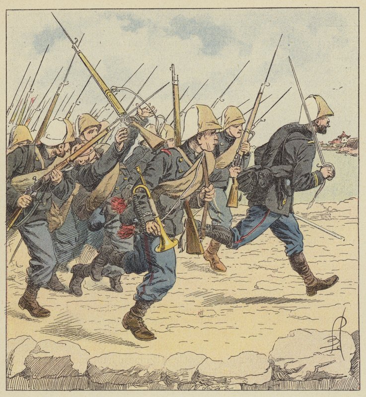 Merijalkaväki Chaussee de Tien-Tsinillä tekijältä after Louis Charles Bombled
