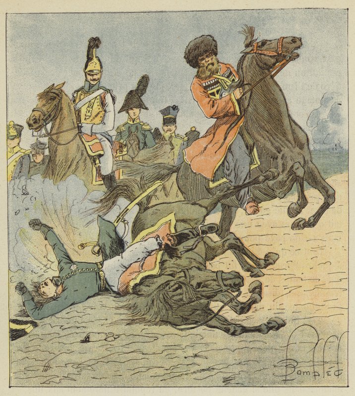 Moreaun kuolema Dresdenissä, 1813, 26. elokuuta tekijältä after Louis Charles Bombled