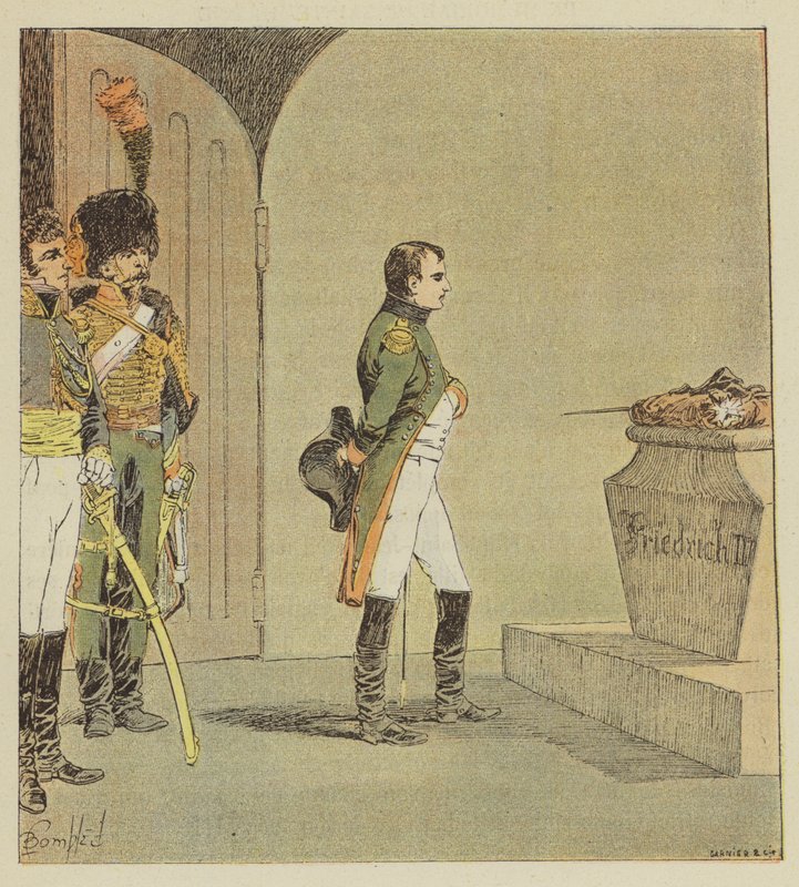 Napoleon suuren Fredericin haudalla tekijältä after Louis Charles Bombled