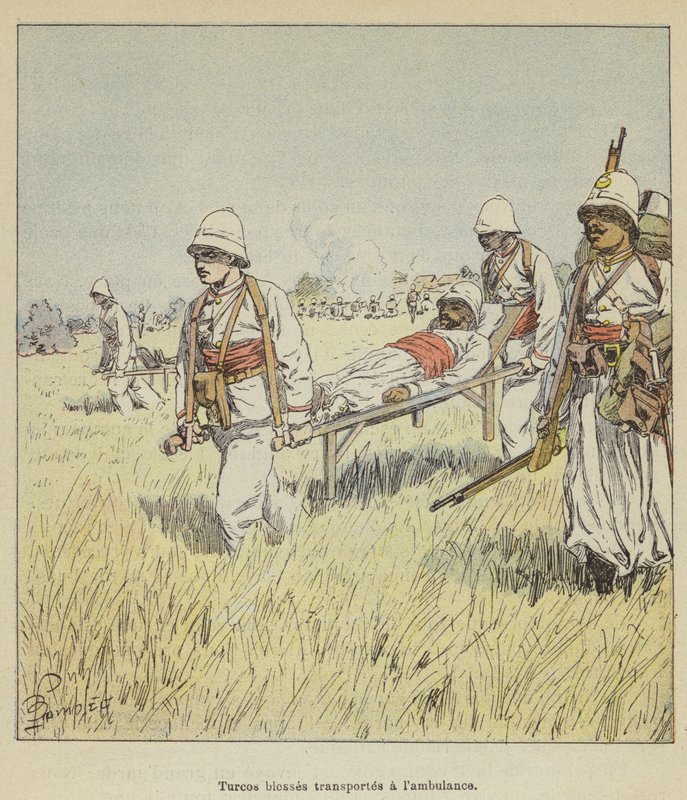 Turcos blesses kuljettaa lambulanssia tekijältä after Louis Charles Bombled