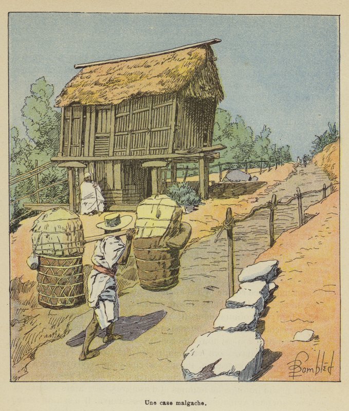 Madagaskarin mökki tekijältä after Louis Charles Bombled