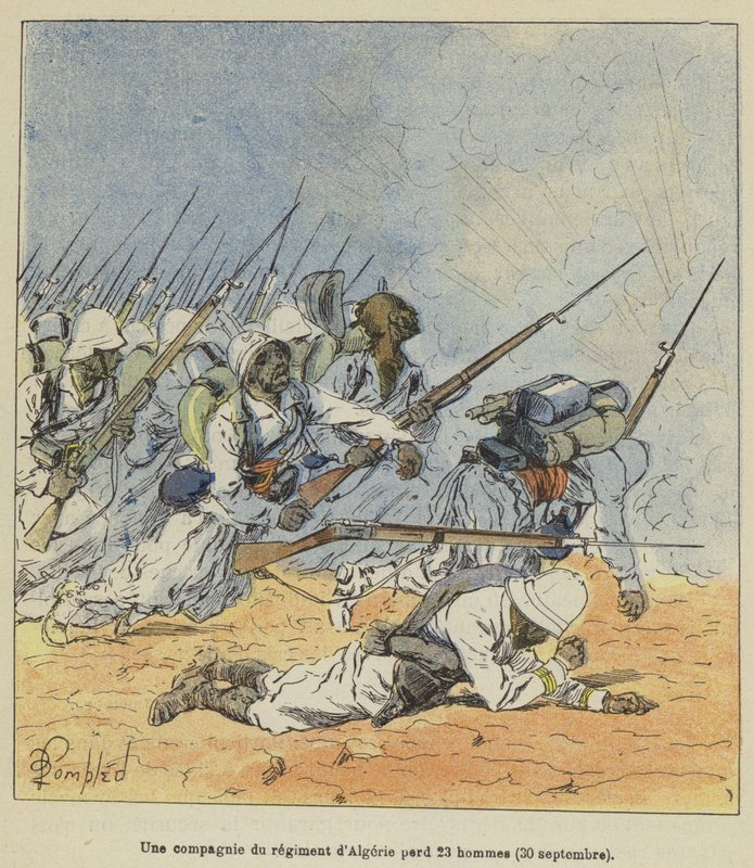 Algerialaisen rykmentin komppania menettää 23 miestä, 30. syyskuuta. tekijältä after Louis Charles Bombled
