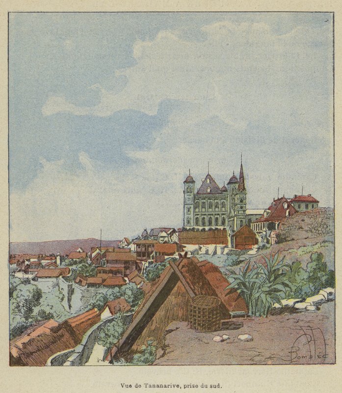 Näkymä Antananarivoon, otettu etelästä tekijältä after Louis Charles Bombled