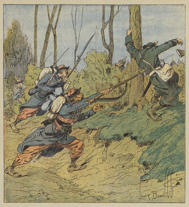 Zephyrit jahtaamassa preussialaisia tekijältä after Louis Charles Bombled