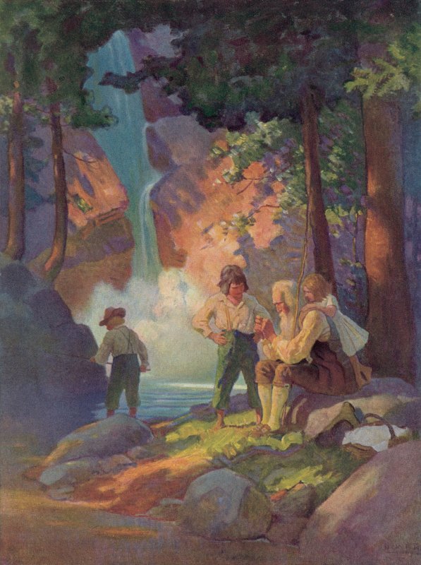 Kuvitus Rip Van Winklelle tekijältä after Newell Convers Wyeth