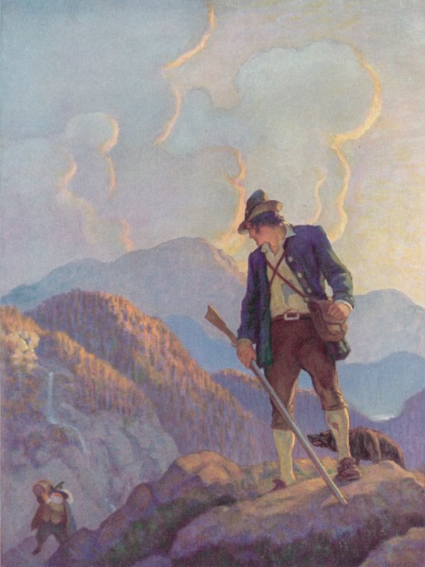 Kuvitus Rip Van Winklelle tekijältä after Newell Convers Wyeth