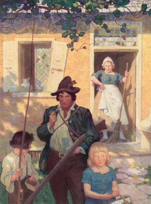 Kuvitus Rip Van Winklelle tekijältä after Newell Convers Wyeth