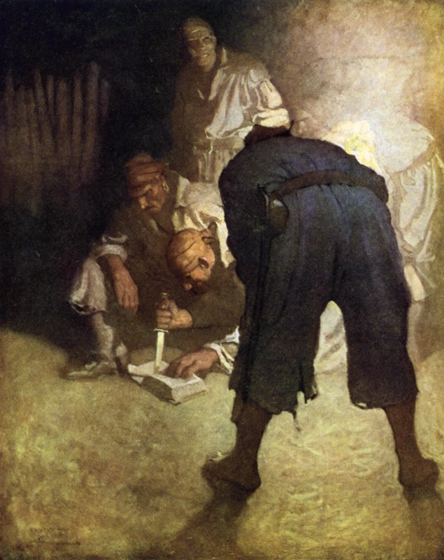 Kuvitus Treasure Islandille tekijältä after Newell Convers Wyeth