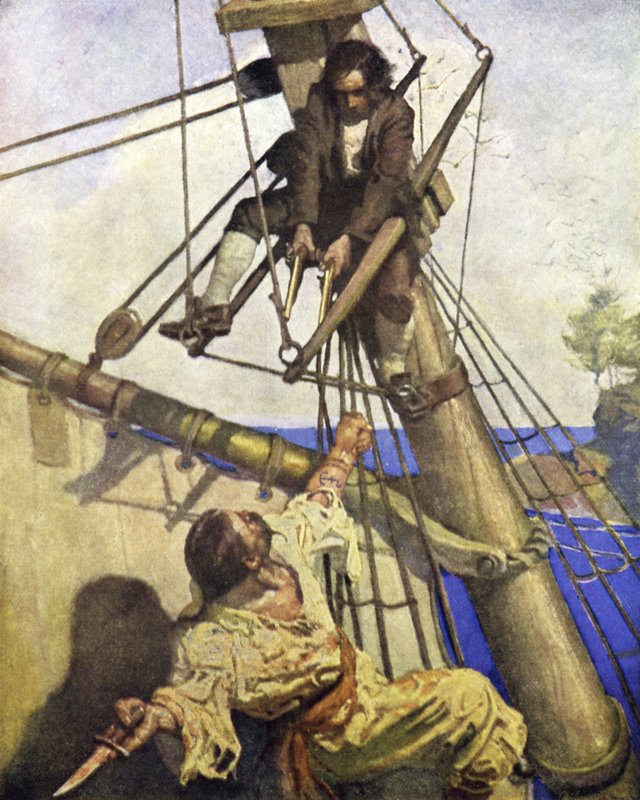 Kuvitus Treasure Islandille tekijältä after Newell Convers Wyeth