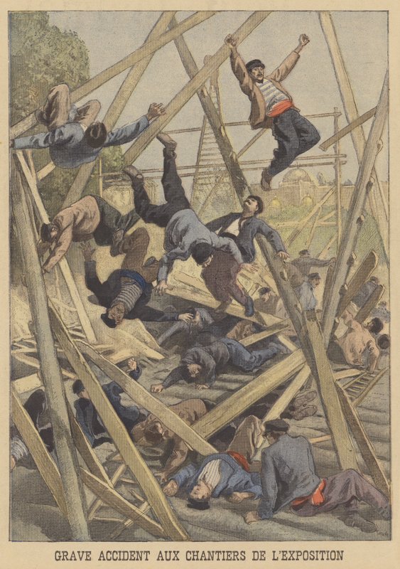Vakava onnettomuus vuoden 1900 maailmannäyttelyn alueella. tekijältä after Oswaldo Tofani
