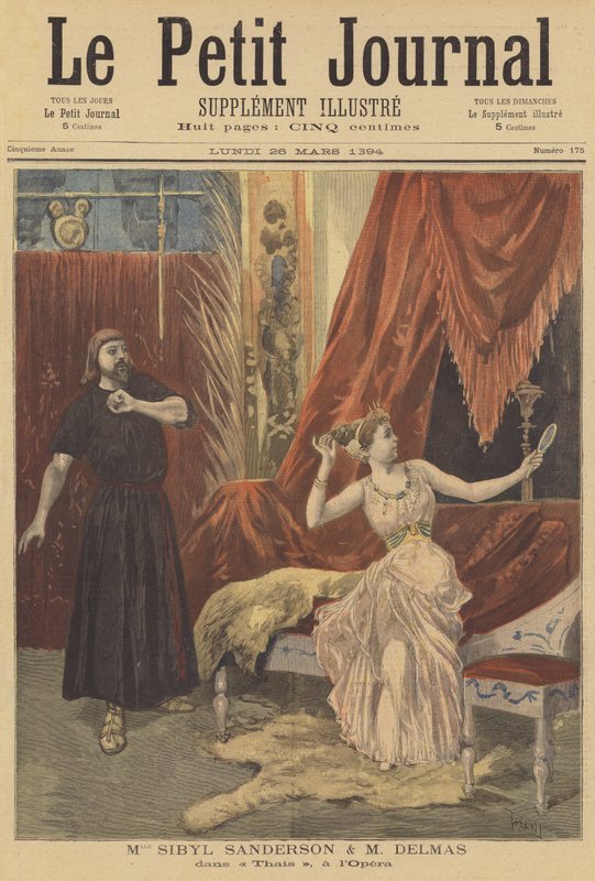 Sibyl Sanderson ja Jean-Francois Delmas Thaisissa, Pariisin oopperassa tekijältä after Oswaldo Tofani