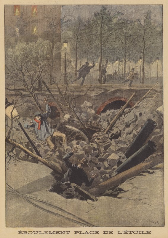 Laskeutuminen Place de lEtoile -aukiolle Pariisissa tekijältä after Oswaldo Tofani