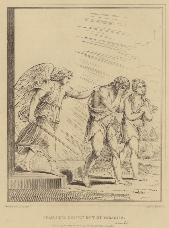 Aadam ja Eeva ajettiin pois paratiisista, Genesis tekijältä after Raphael