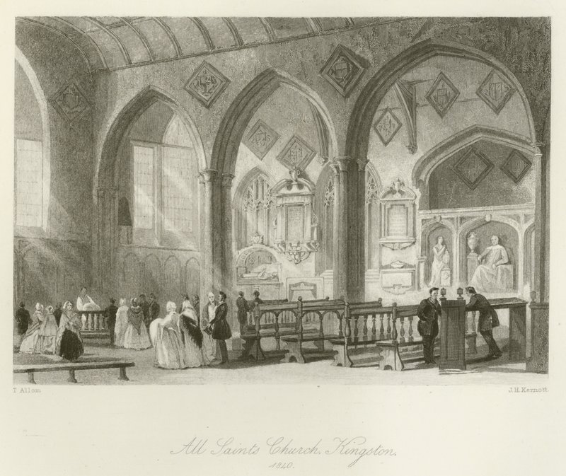 All Saints Church, Kingston, 1840 tekijältä after Thomas Allom