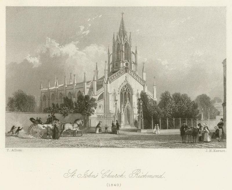 St Johns Church, Richmond, 1840 tekijältä after Thomas Allom