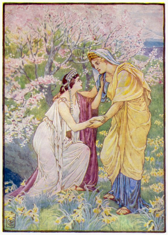 Demeter iloitsi, sillä hänen tyttärensä oli hänen rinnallaan tekijältä after Walter Crane