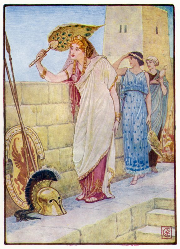 Usein hän seisoi Troijan muureilla tekijältä after Walter Crane