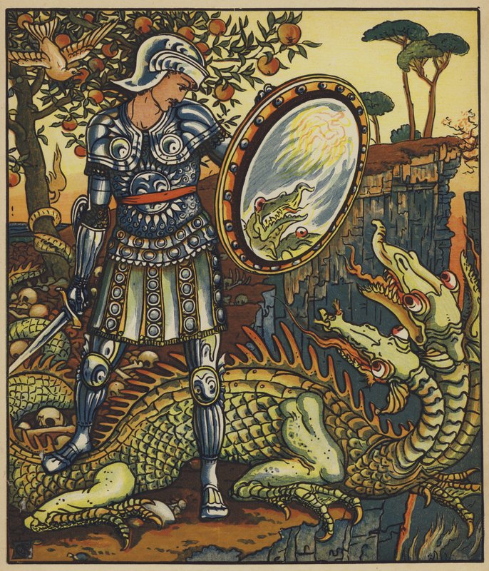 Prinssi Cheri ja lohikäärme tekijältä after Walter Crane