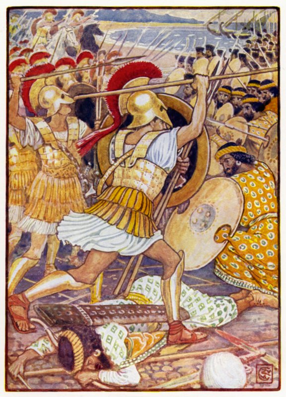 He törmäsivät Persian armeijaan valtavilla voimilla tekijältä after Walter Crane