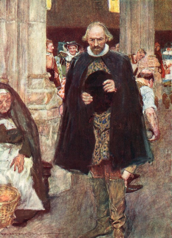 Shakespeare kävelee Old St Paulin katedraalissa Lontoossa tekijältä after William Hatherell
