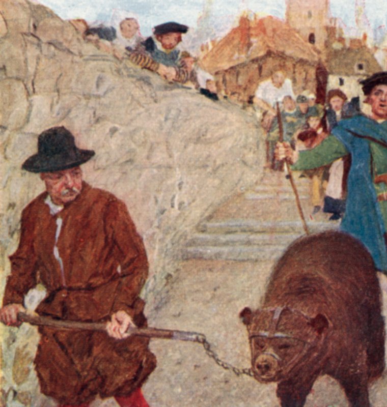 Shakespeare katselemassa karhua matkalla Karhupuutarhaan Banksidessa tekijältä after William Hatherell