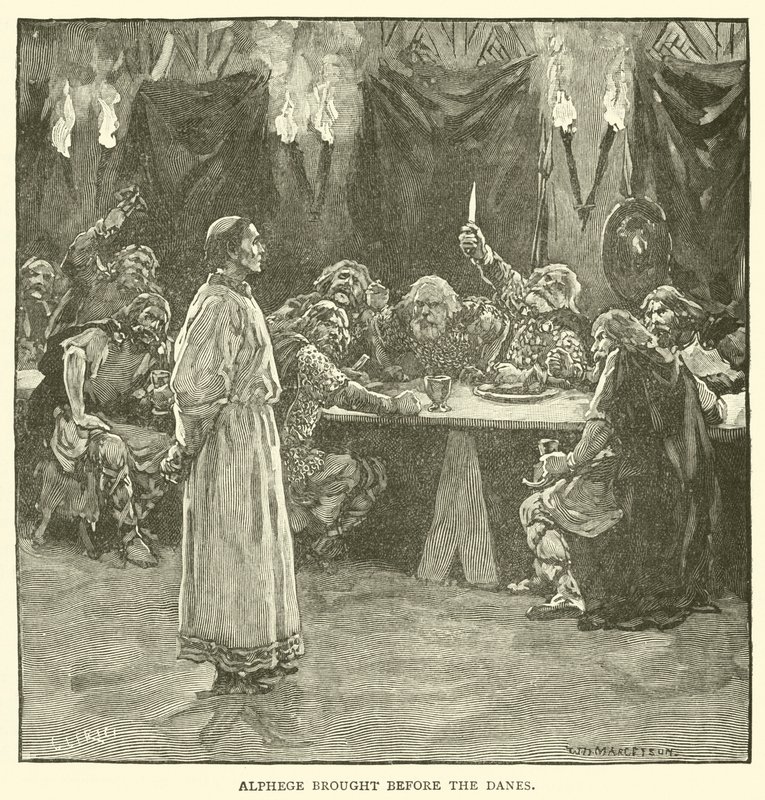 Alphege tuotiin tanskalaisten eteen tekijältä after William Henry Margetson