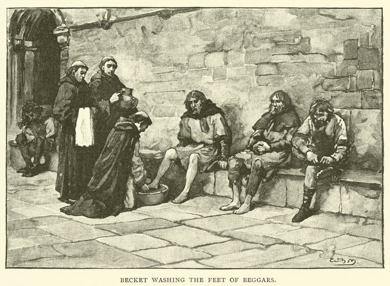 Becket pesee kerjäläisten jalkoja tekijältä after William Henry Margetson