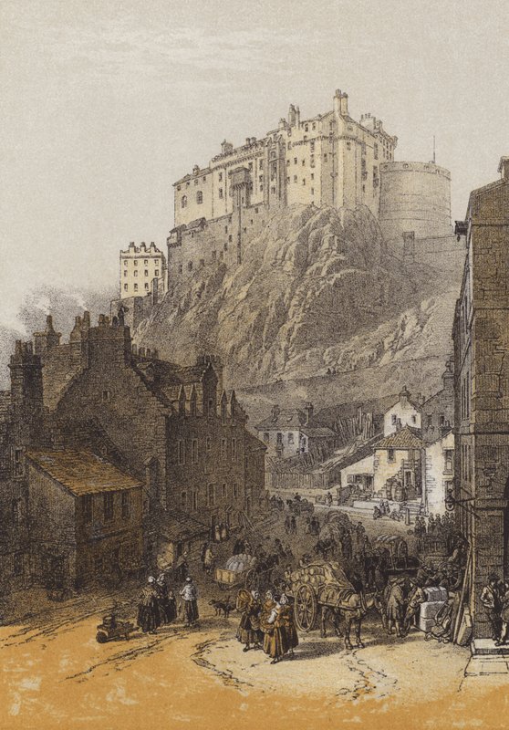 Edinburghin linna, Grassmarketista (chromolitho) tekijältä after William Leighton Leitch