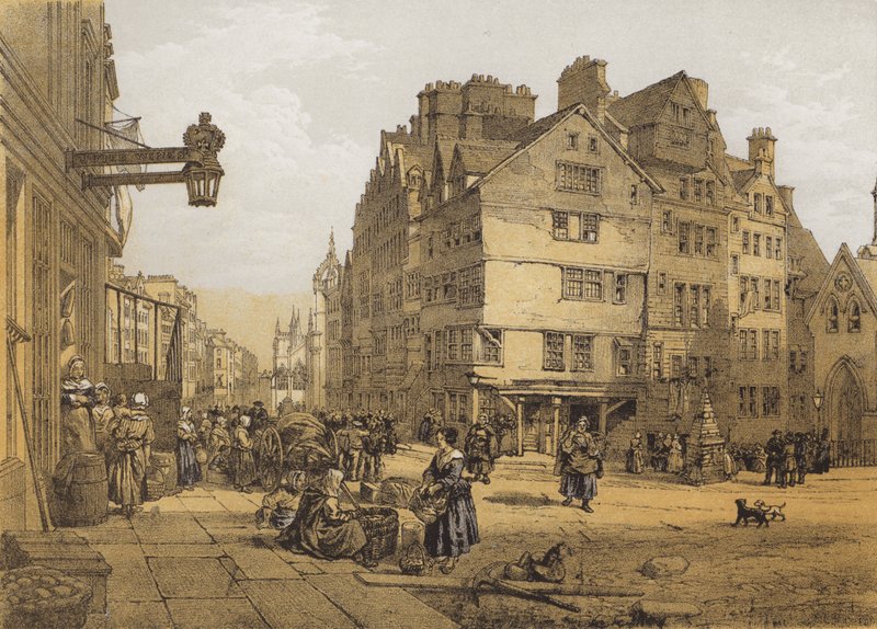 High Street Head of West Bowilta, Lawnmarket (chromolitho) tekijältä after William Leighton Leitch