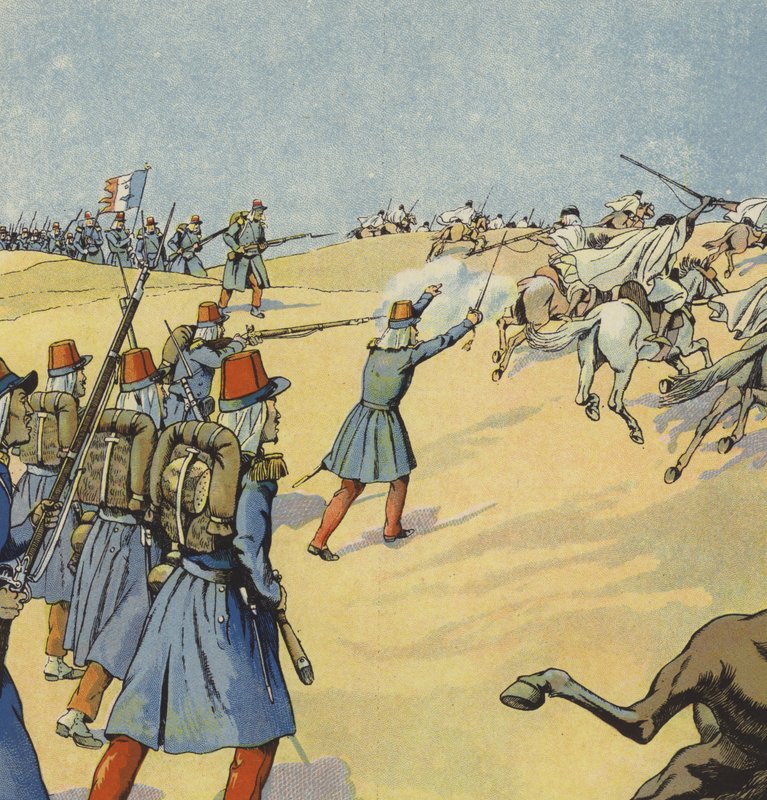 Ranskan Algerian valloitus (väri litho) tekijältä pseudonym for Onfray de Breville Jacques Job