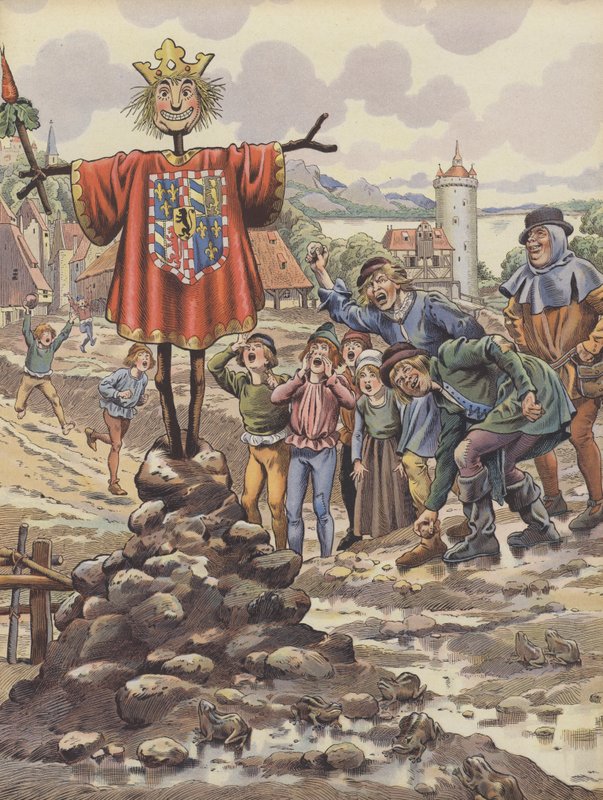 Dinantin asukkaat pilkkaavat Kaarle Rohkean, Burgundin herttuan hahmoa (väri litho) tekijältä pseudonym for Onfray de Breville Jacques Job