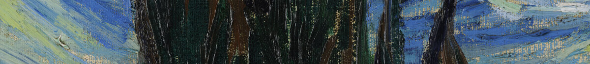 Tähtikirkas yö (Vincent van Gogh), Detail: Dunkle Zypresse