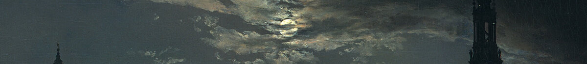 Näkymä Dresdeniin kuunvalossa (Johan Christian Dahl), Detail: Mond über den Wolken