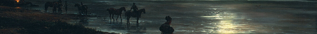 Näkymä Dresdeniin kuunvalossa (Johan Christian Dahl), Detail: Pferde und Figur am Elbufer