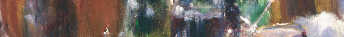 Soutajien aamiainen (Pierre-Auguste Renoir), Detail: Tisch mit Flaschen und Trauben