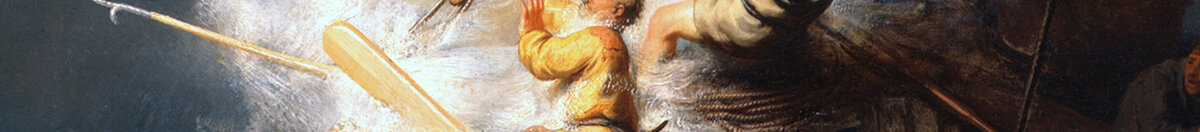 Kristus myrskyssä Genesaretinjärvellä, 1633 (Rembrandt van Rijn), Detail: Ringende Männer im Gischtlicht