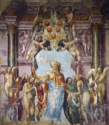 Oikeuden allegoria, Daniele Ricciarellin, joka tunnetaan paremmin nimellä Daniele da Volterra tai il Braghettone (1509-1566), maalaus.