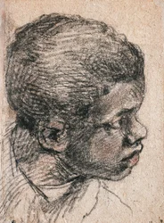 Mustan pojan pää, Paolo Caliari, joka tunnetaan nimellä Veronese (1528-1588), piirustus