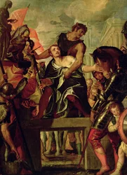 St. Menasin marttyyrikuolema (d.c.300) (öljy kankaalle)