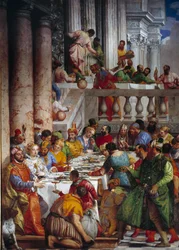 Häät Kaanassa, yksityiskohta: Ruhtinaiden ateria. Paolo Veronesen (1528-1588) fresko, Ec. Fri.