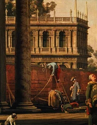 Capriccio seinää kiipeilevästä miehestä (öljy kankaalle)