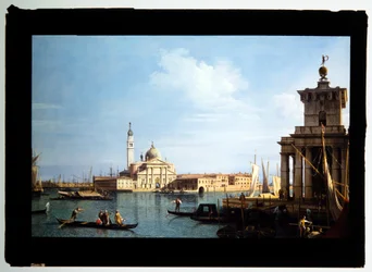San Giorgio Maggioren saari, Venetsia, Punta della Dogana ja lukuisia aluksia (öljy kankaalle)