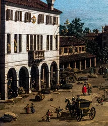 Näkymä Mestrestä ja Canale delle barche, yksityiskohta, n. 1755-1760 (öljy kankaalle)