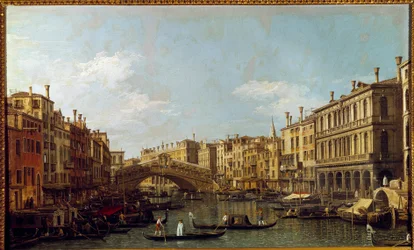 Suuri kanava ja silta Rialto Venetsia: Antonio Canal dit Il Canaletton maalaus (1697-1768) 1700-luvun Pariisi, Musee Jacquemart Andre